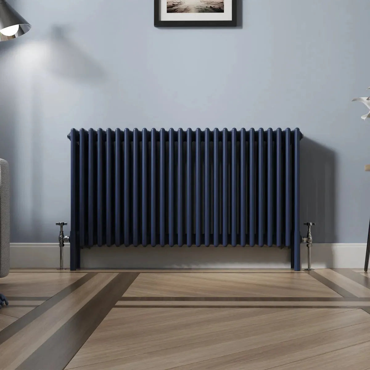 Ferentino - Traditional horizontal column radiator sapphire blue