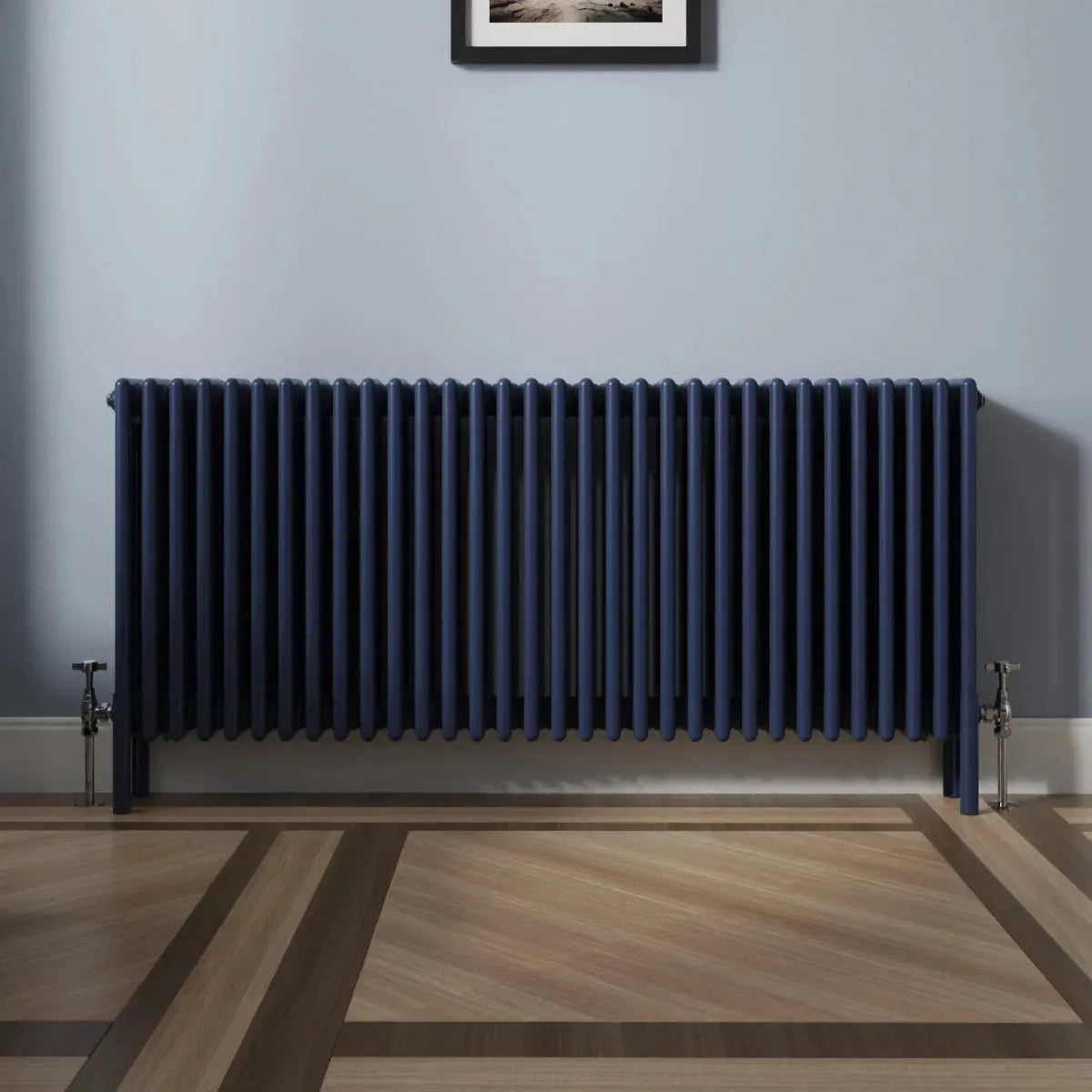 Ferentino - Traditional horizontal column radiator sapphire blue