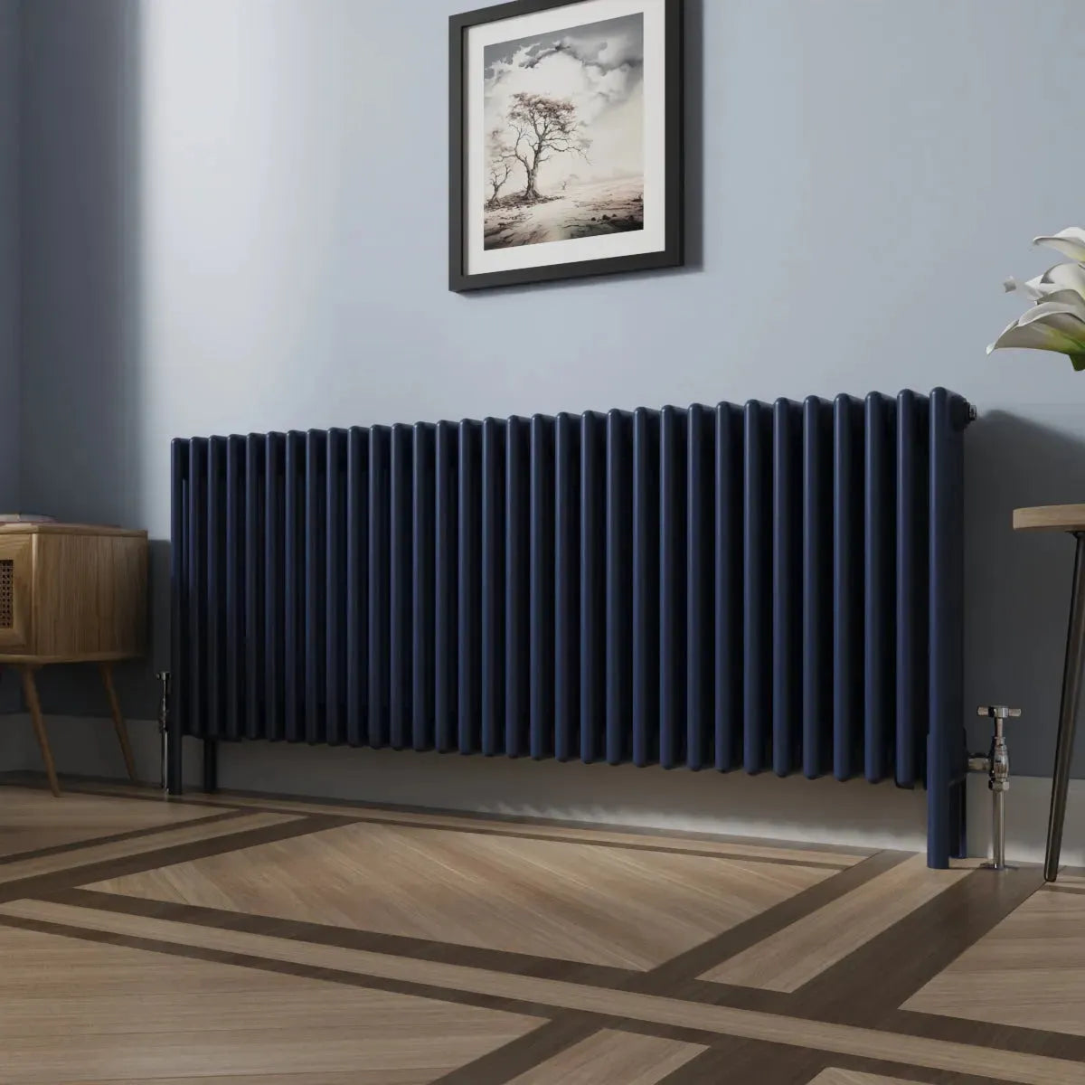 Ferentino - Traditional horizontal column radiator sapphire blue