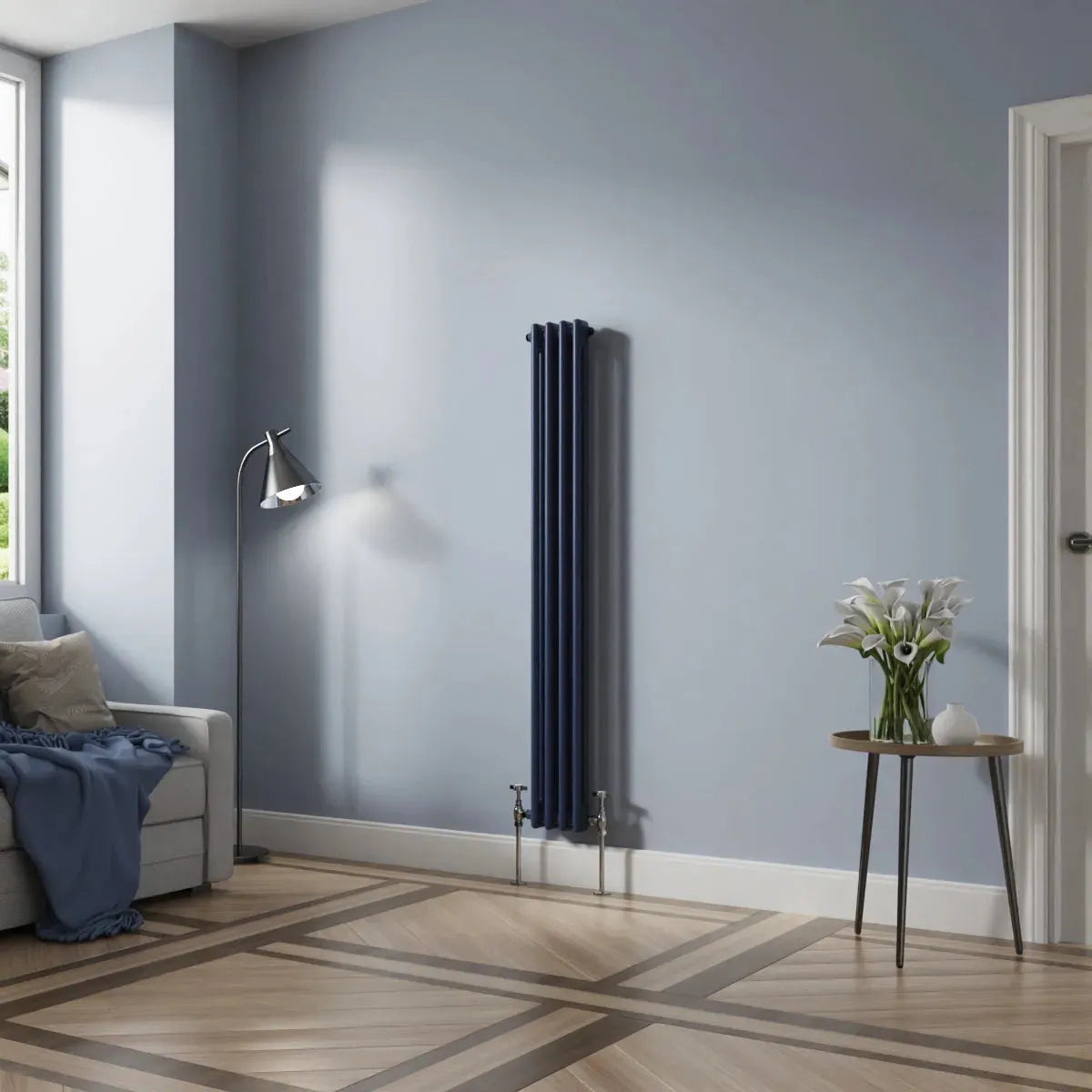 Ferentino - Traditional vertical column radiator sapphire blue