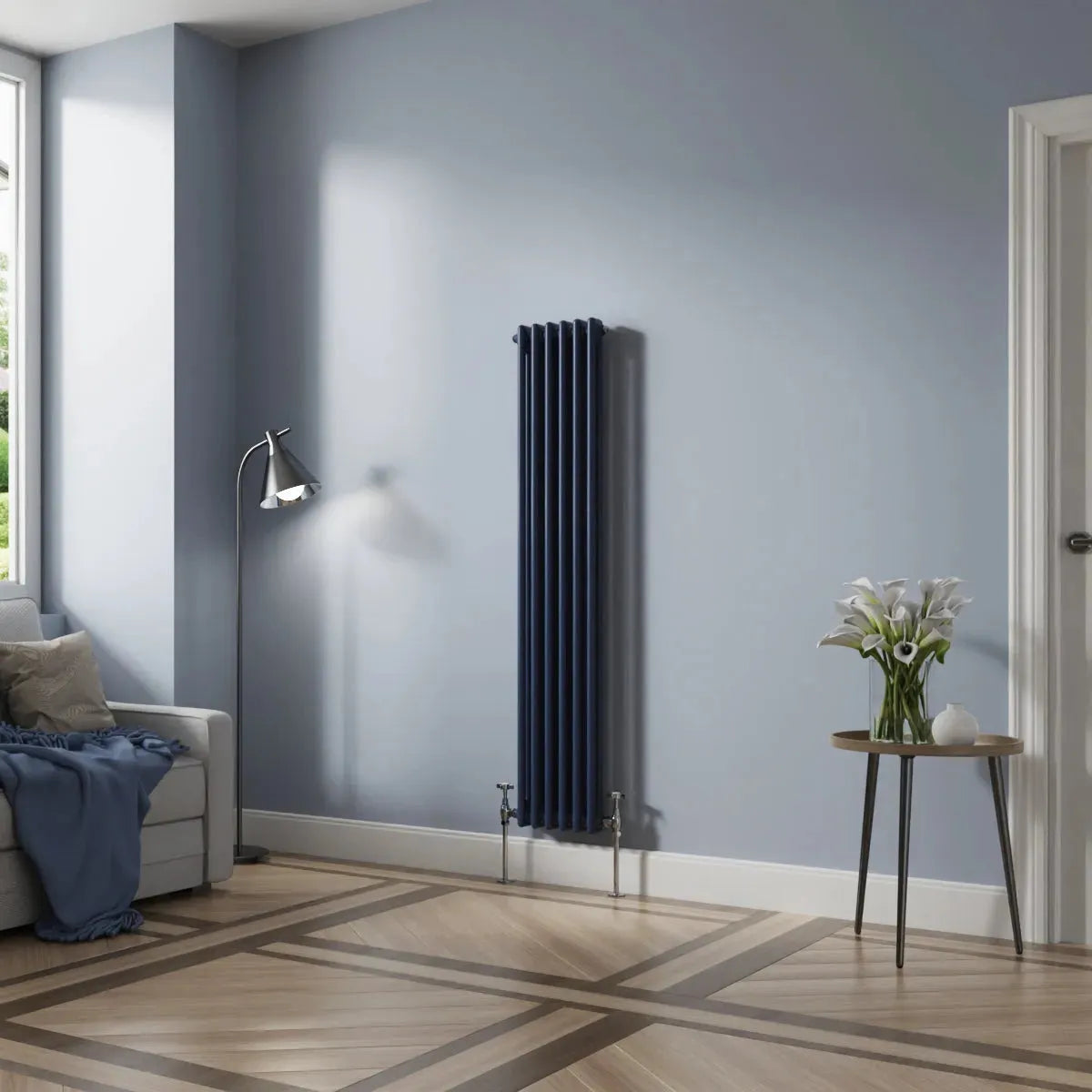 Ferentino - Traditional vertical column radiator sapphire blue