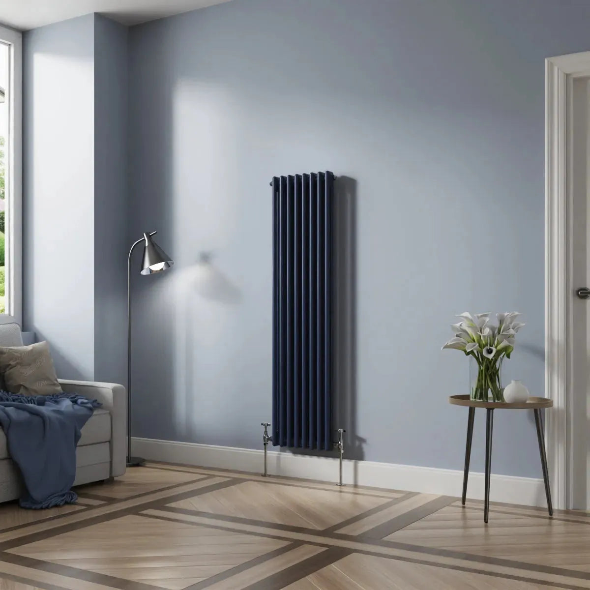 Ferentino - Traditional vertical column radiator sapphire blue