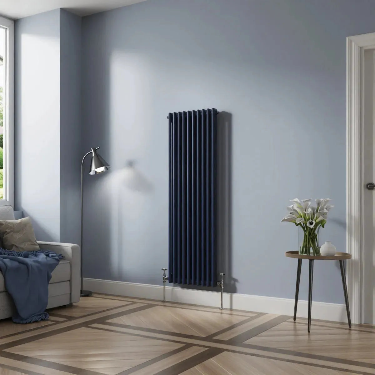 Ferentino - Traditional vertical column radiator sapphire blue