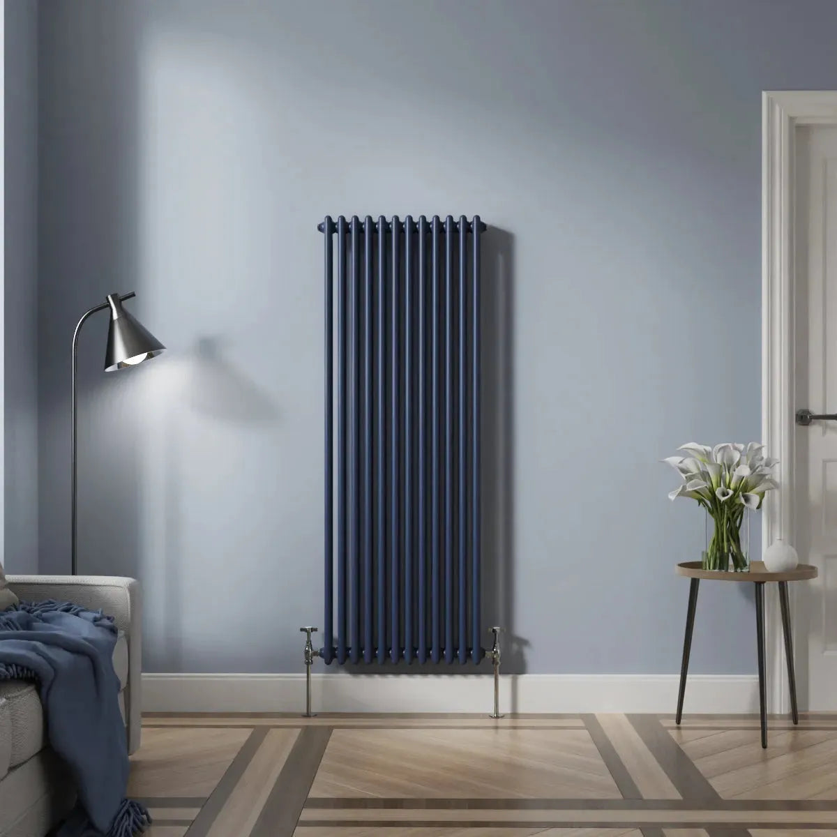 Ferentino - Traditional vertical column radiator sapphire blue