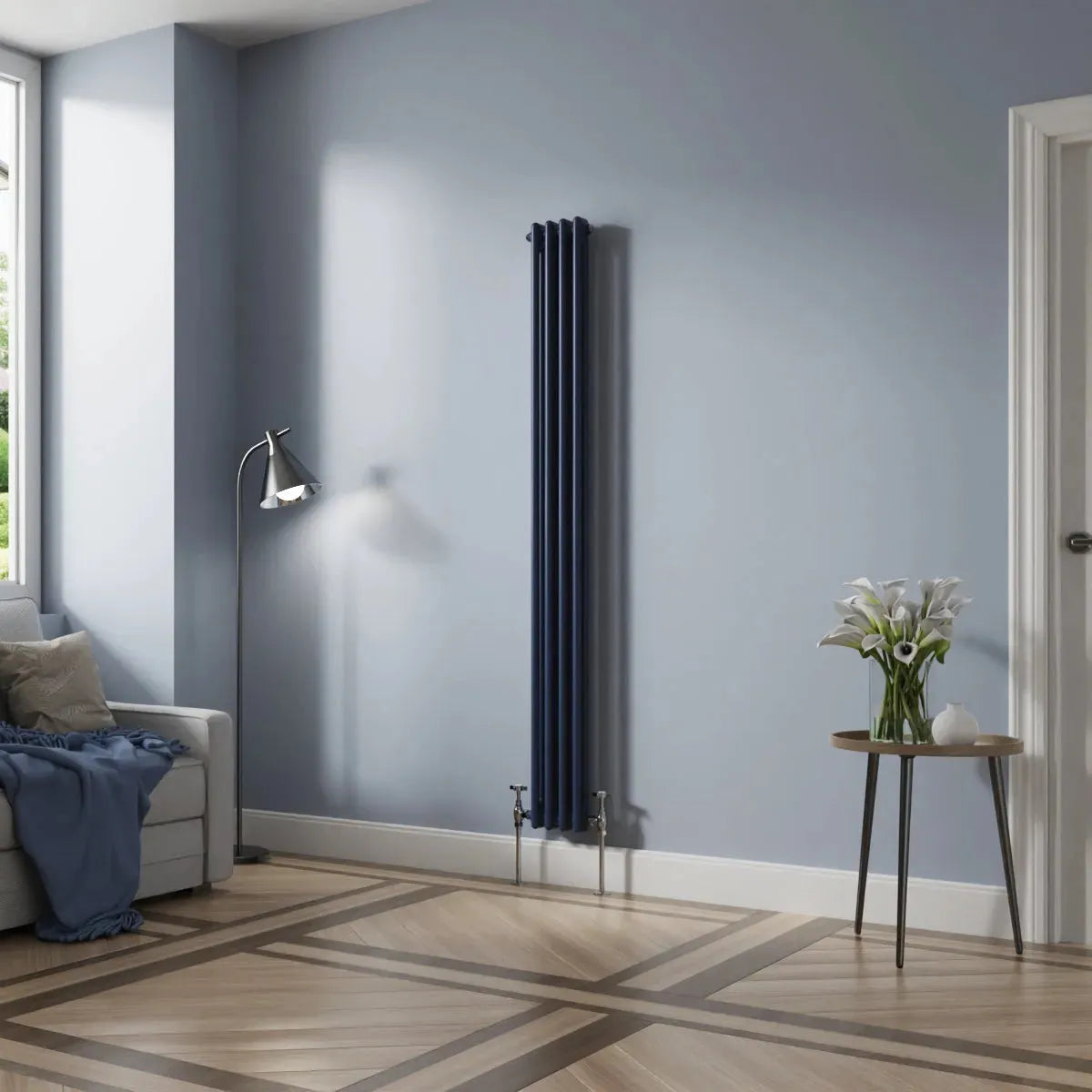 Ferentino - Traditional vertical column radiator sapphire blue