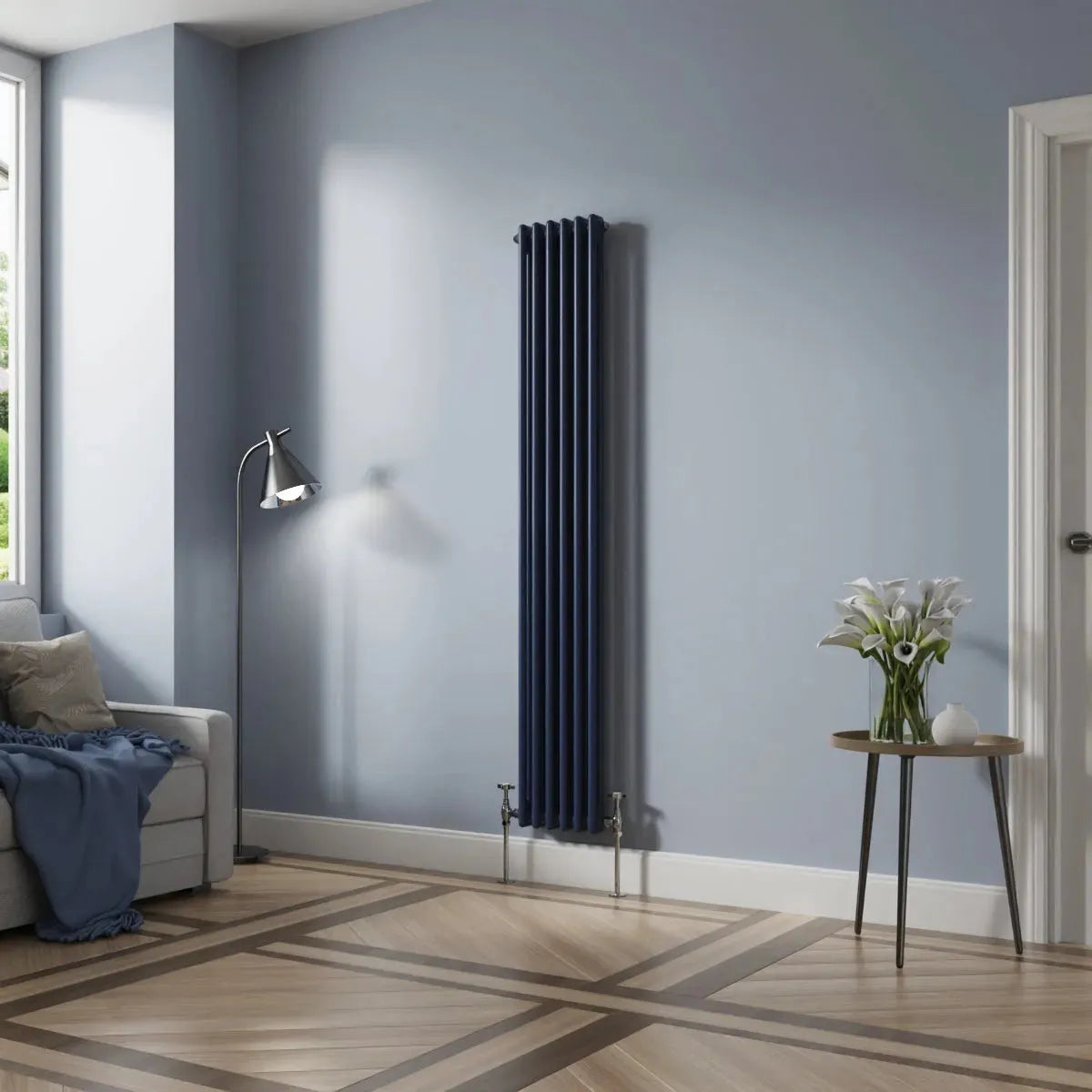 Ferentino - Traditional vertical column radiator sapphire blue