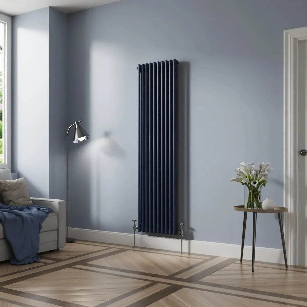 Ferentino - Traditional vertical column radiator sapphire blue