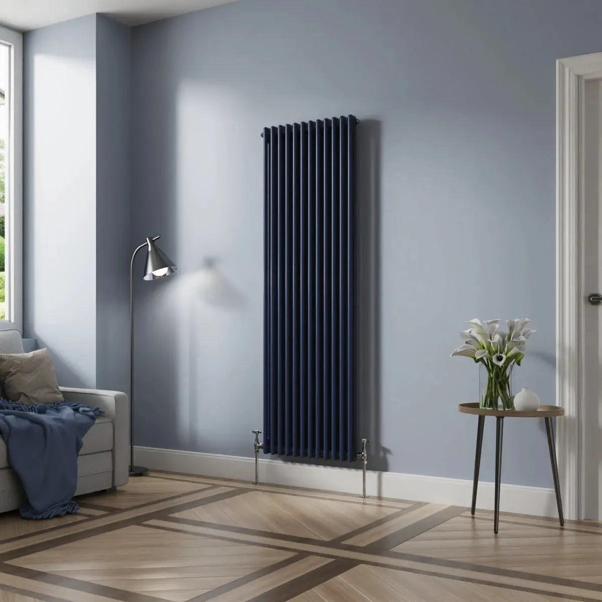 Ferentino - Traditional vertical column radiator sapphire blue