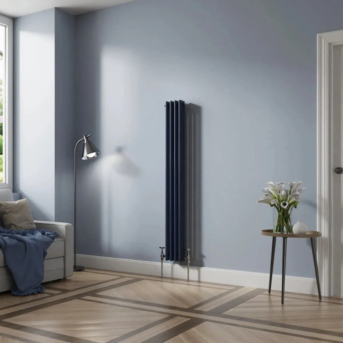 Ferentino - Traditional vertical column radiator sapphire blue