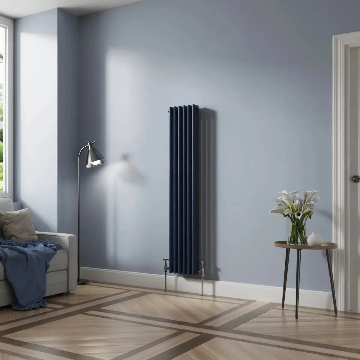 Ferentino - Traditional vertical column radiator sapphire blue