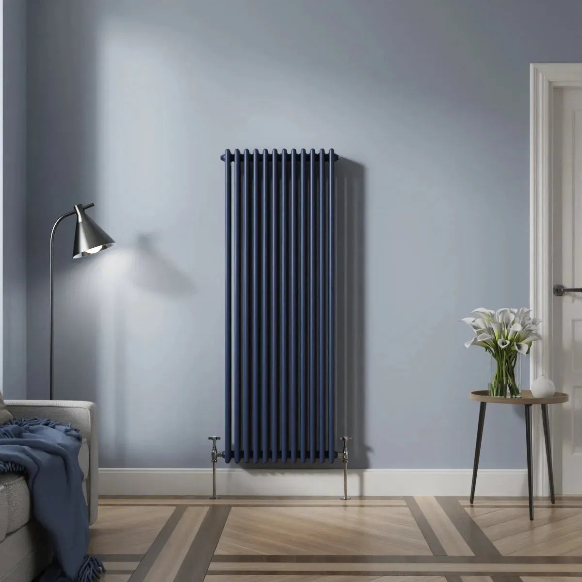 Ferentino - Traditional vertical column radiator sapphire blue