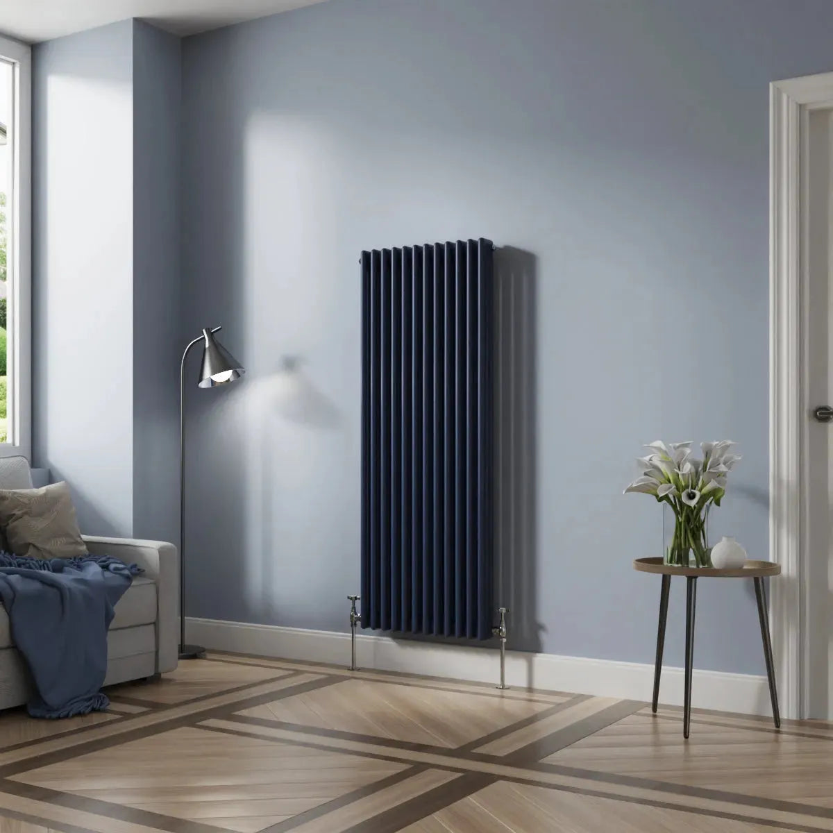 Ferentino - Traditional vertical column radiator sapphire blue