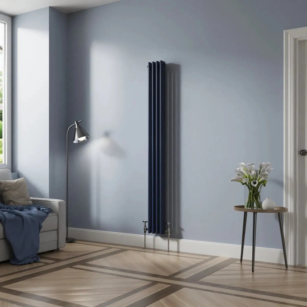 Ferentino - Traditional vertical column radiator sapphire blue