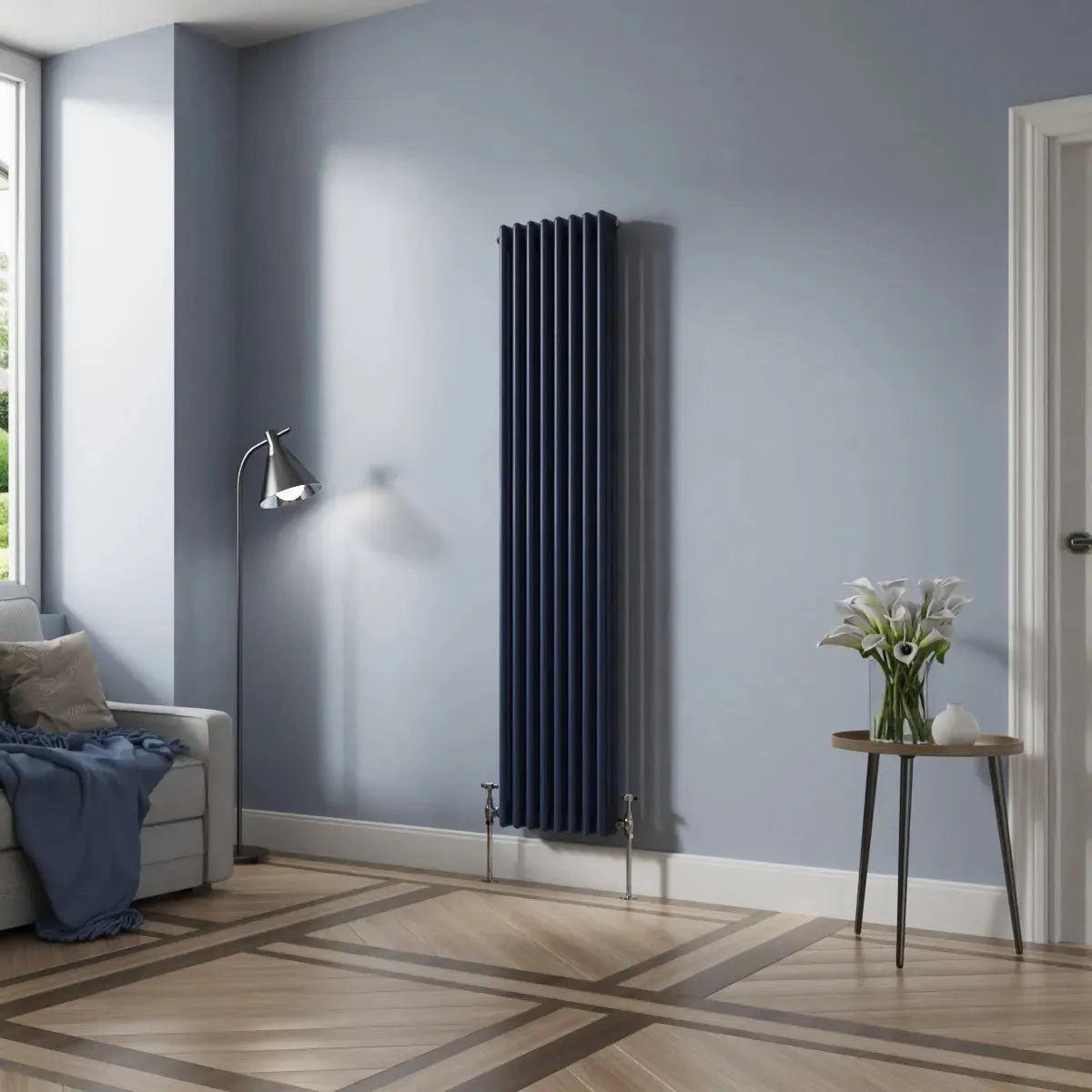 Ferentino - Traditional vertical column radiator sapphire blue