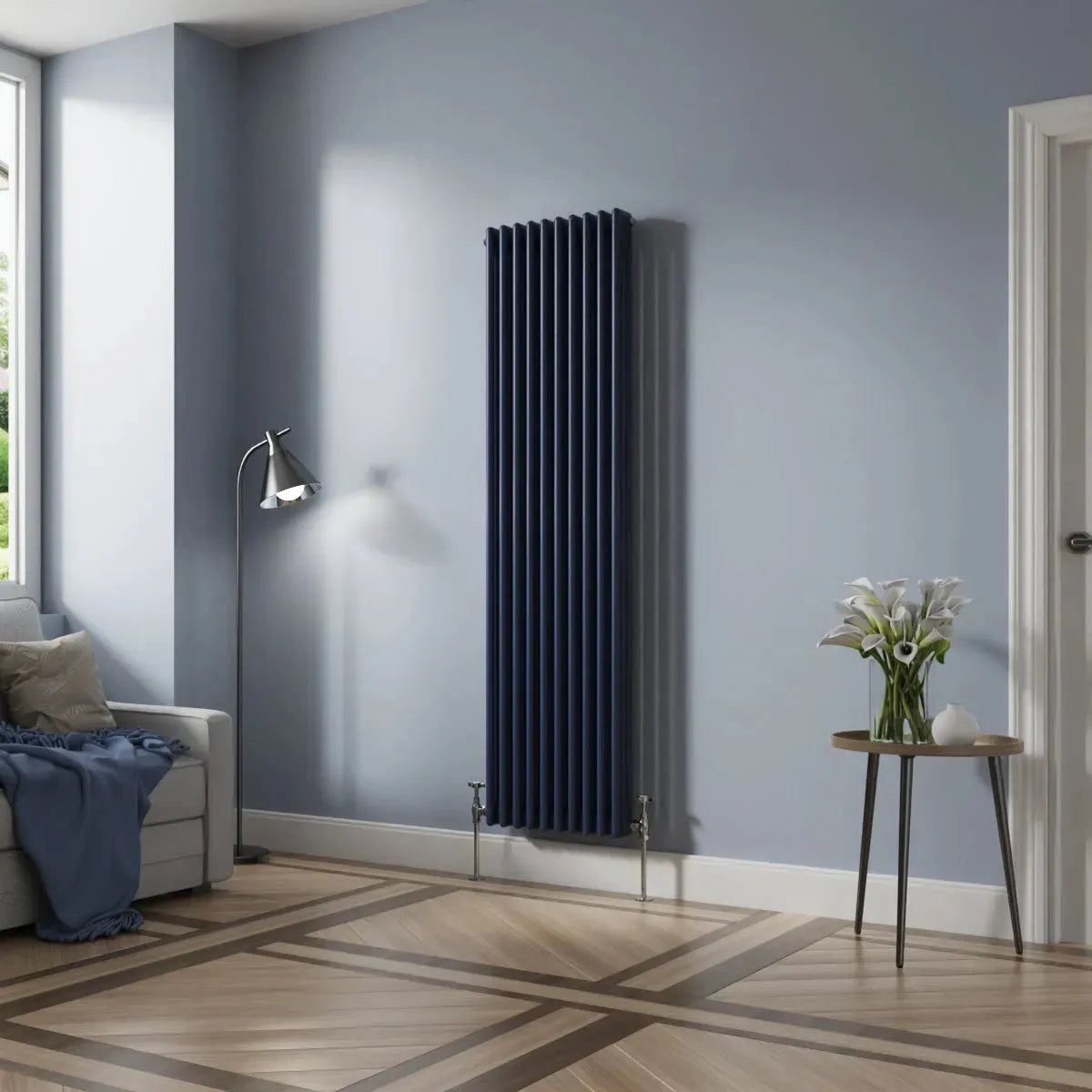 Ferentino - Traditional vertical column radiator sapphire blue