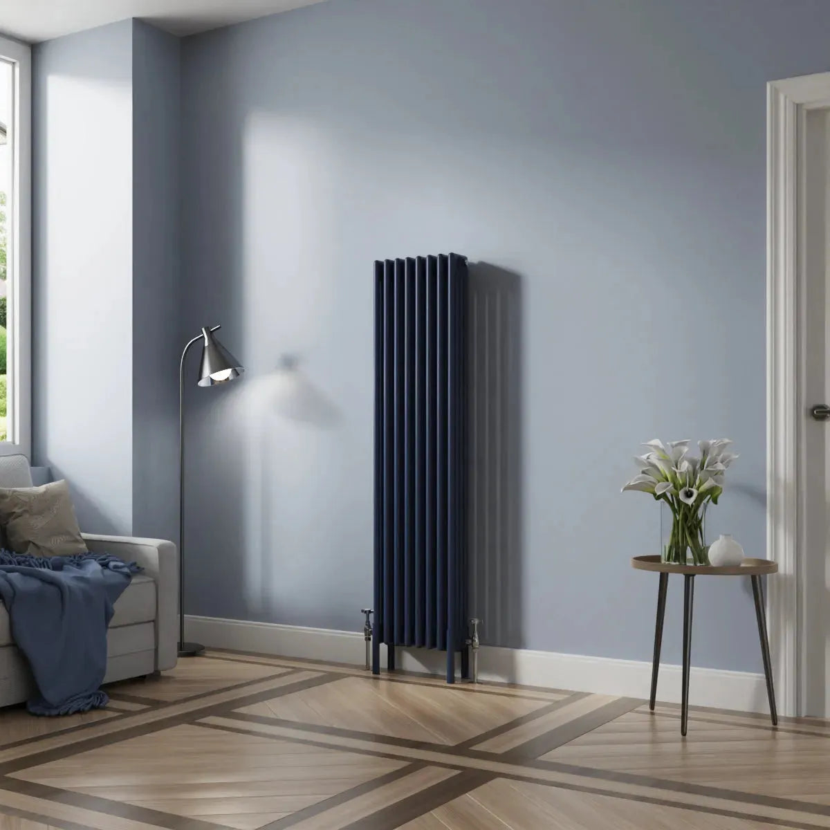 Ferentino - Traditional vertical column radiator sapphire blue