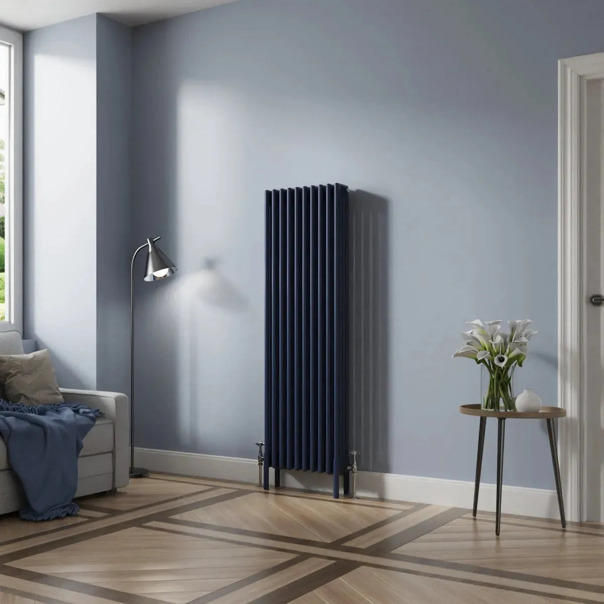 Ferentino - Traditional vertical column radiator sapphire blue