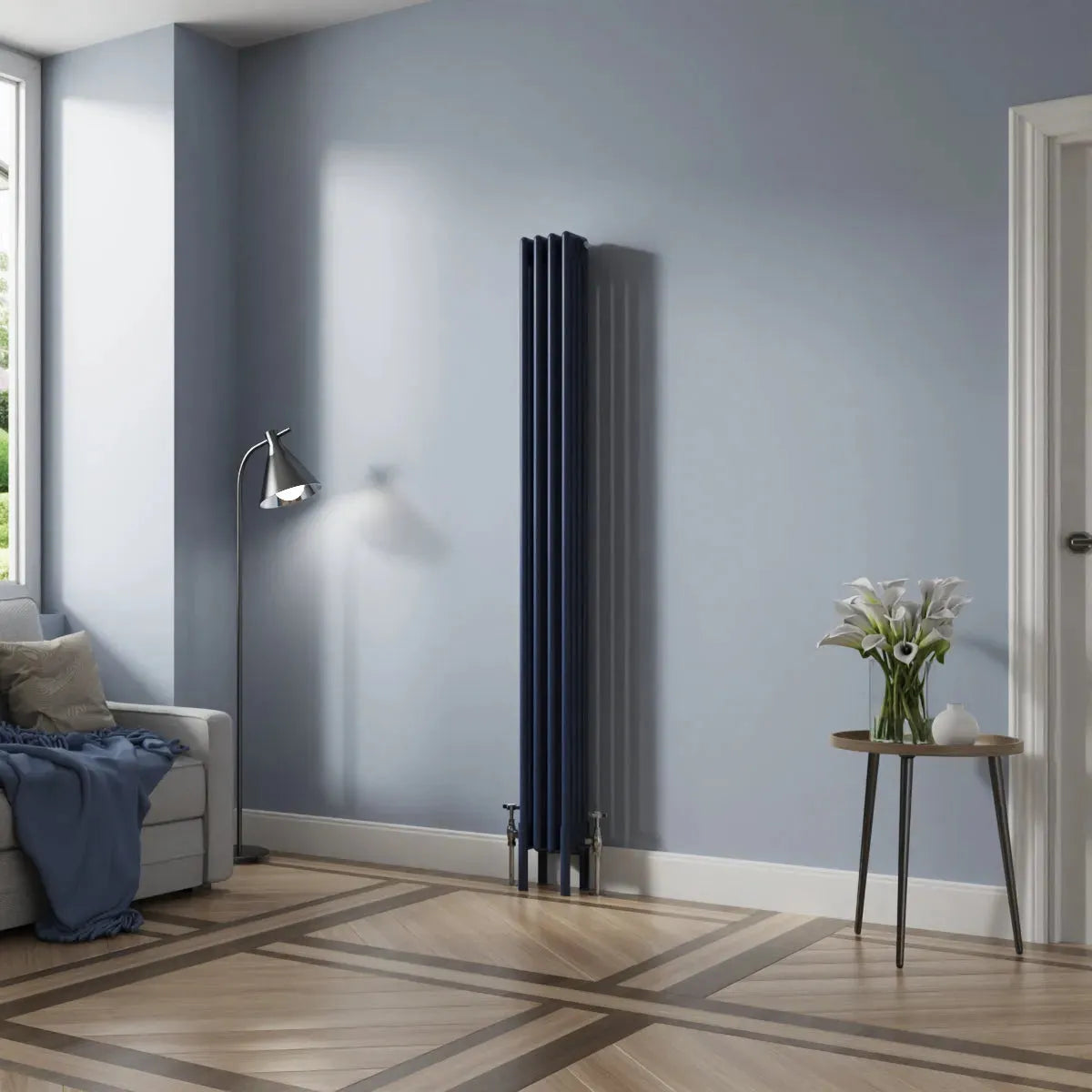 Ferentino - Traditional vertical column radiator sapphire blue