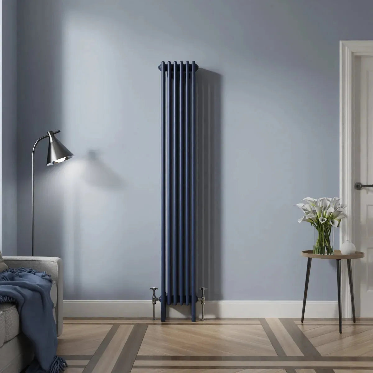 Ferentino - Traditional vertical column radiator sapphire blue