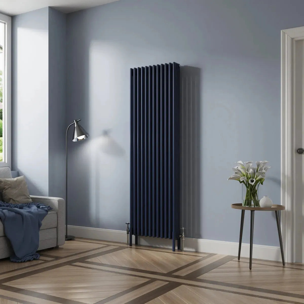 Ferentino - Traditional vertical column radiator sapphire blue