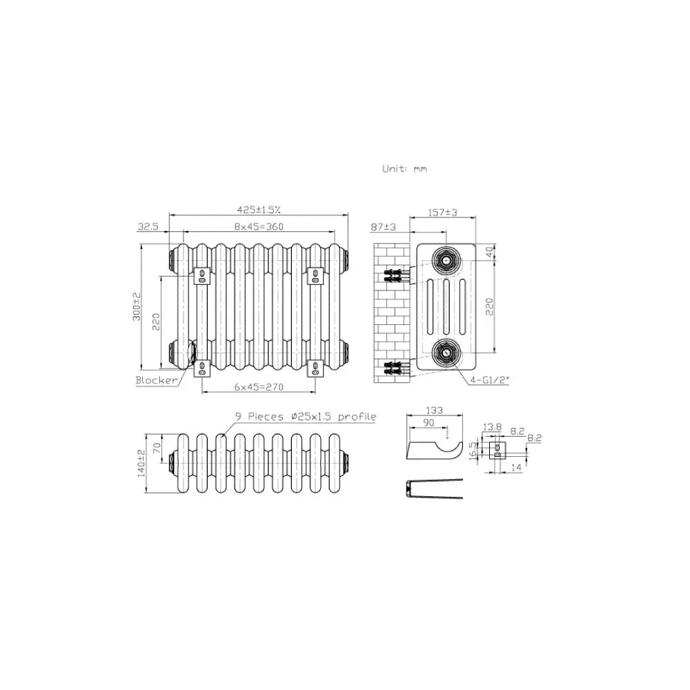 Ferentino - Traditional horizontal column radiator white