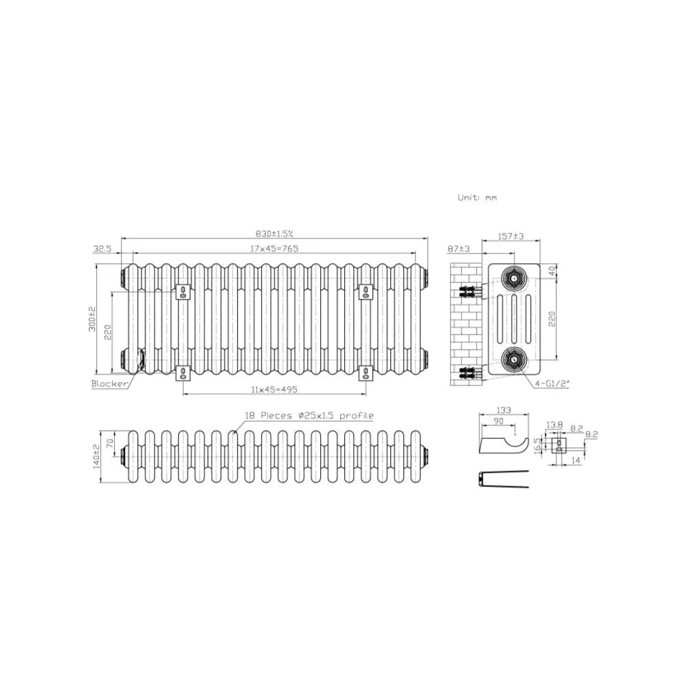 Ferentino - Traditional horizontal column radiator white