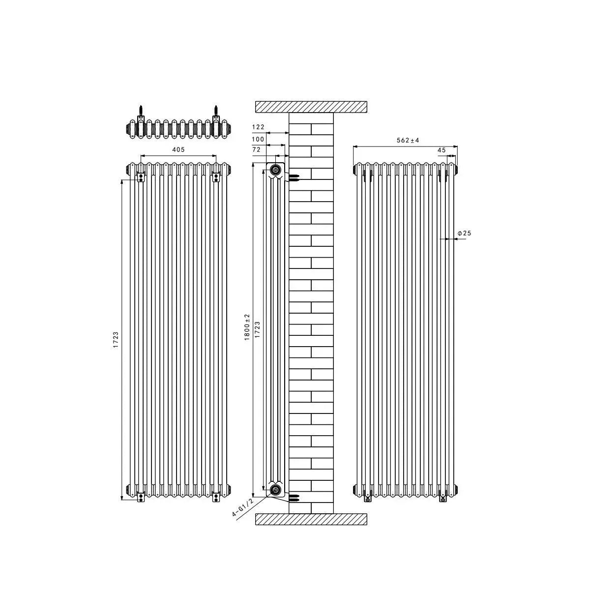 Ferentino - Traditional vertical column radiator zinc yellow