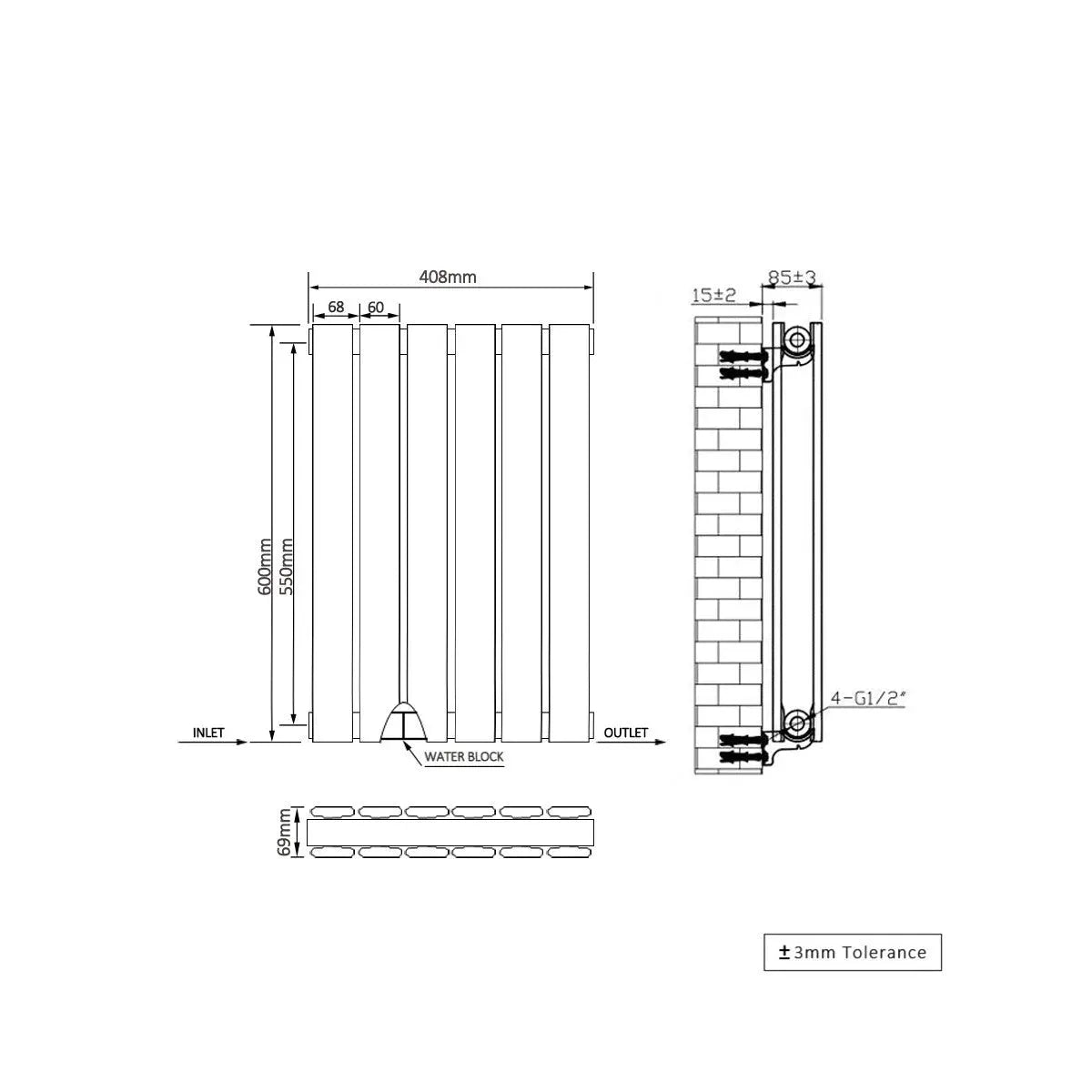 San Remo - Modern horizontal flat panel radiator anthracite