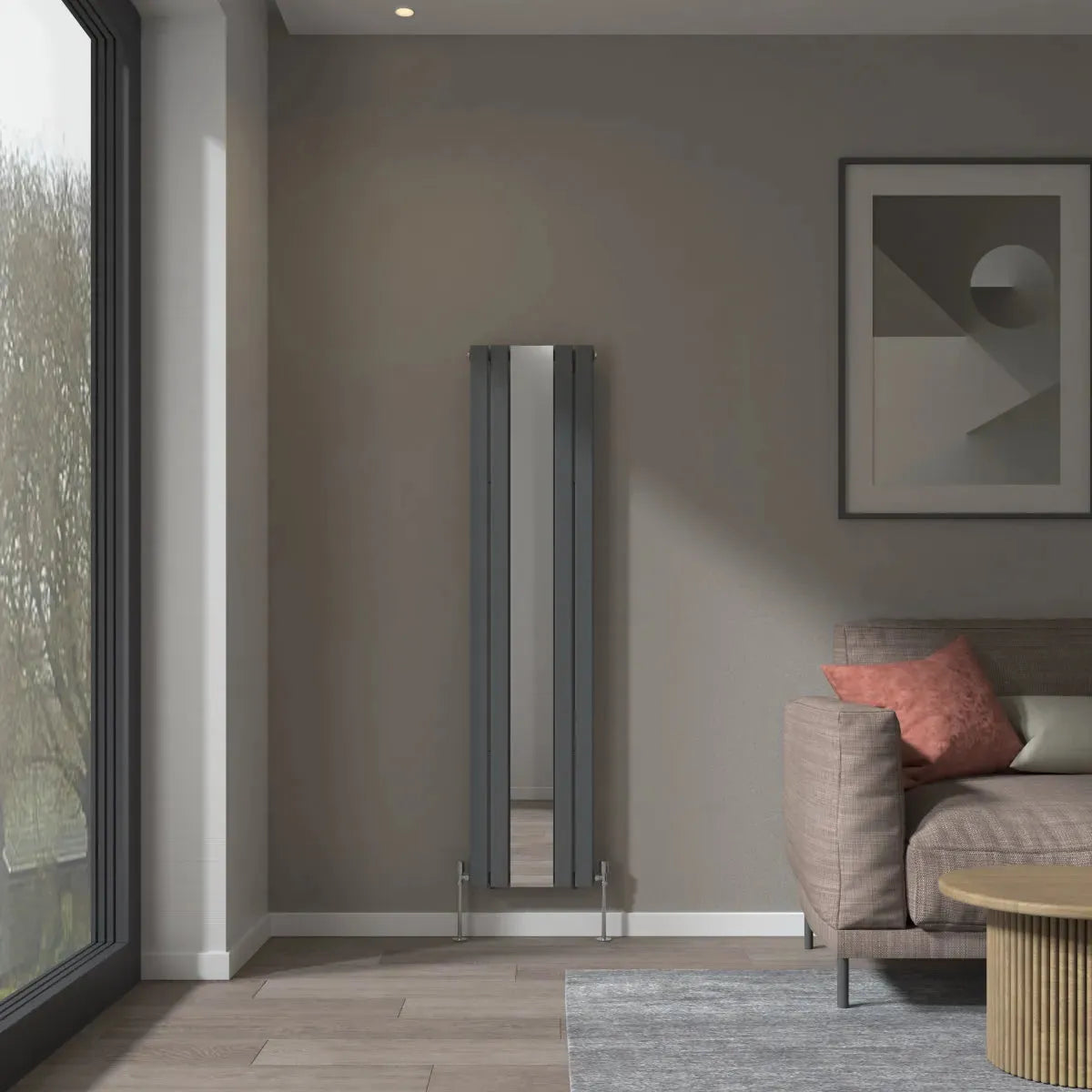 San Remo - Modern vertical flat panel mirror radiator anthracite