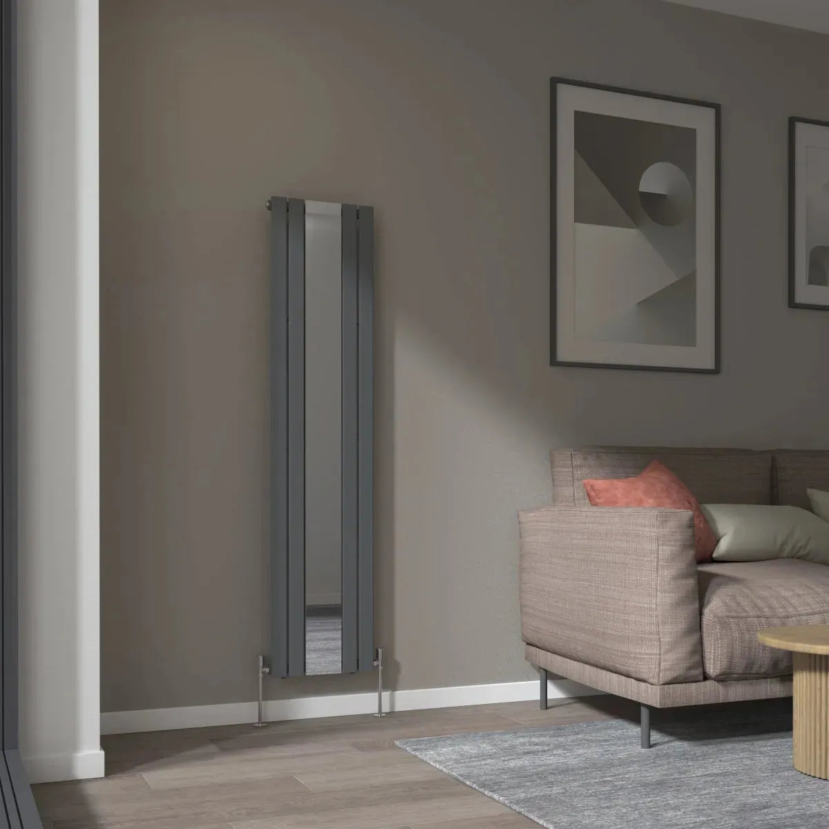 San Remo - Modern vertical flat panel mirror radiator anthracite