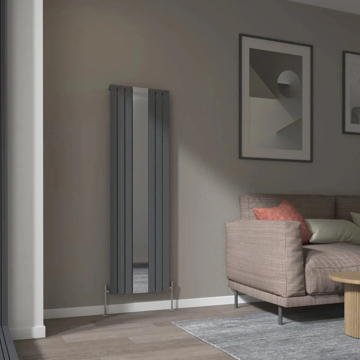 San Remo - Modern vertical flat panel mirror radiator anthracite