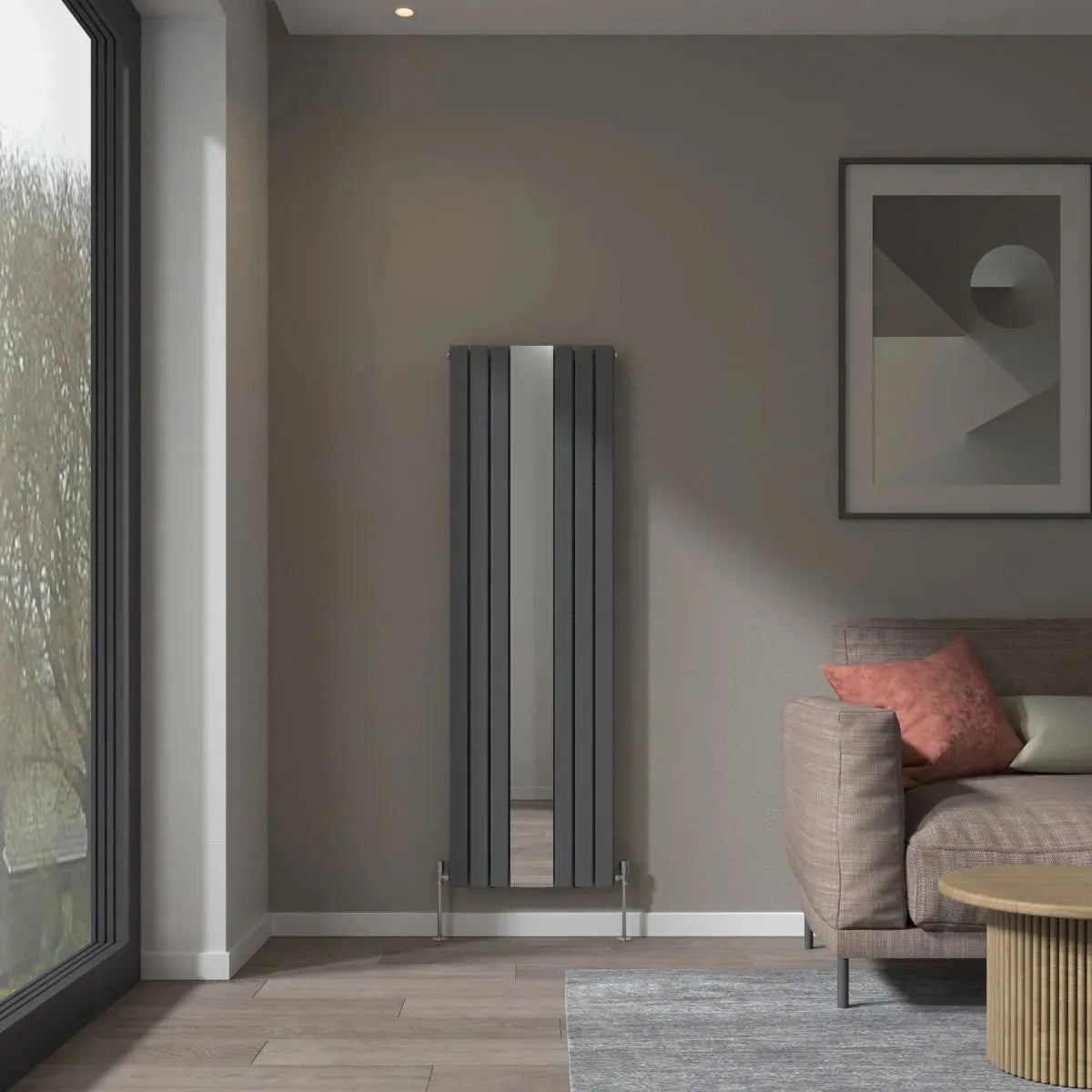 San Remo - Modern vertical flat panel mirror radiator anthracite