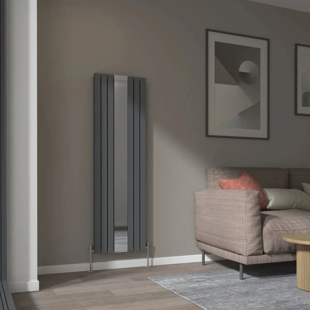 San Remo - Modern vertical flat panel mirror radiator anthracite