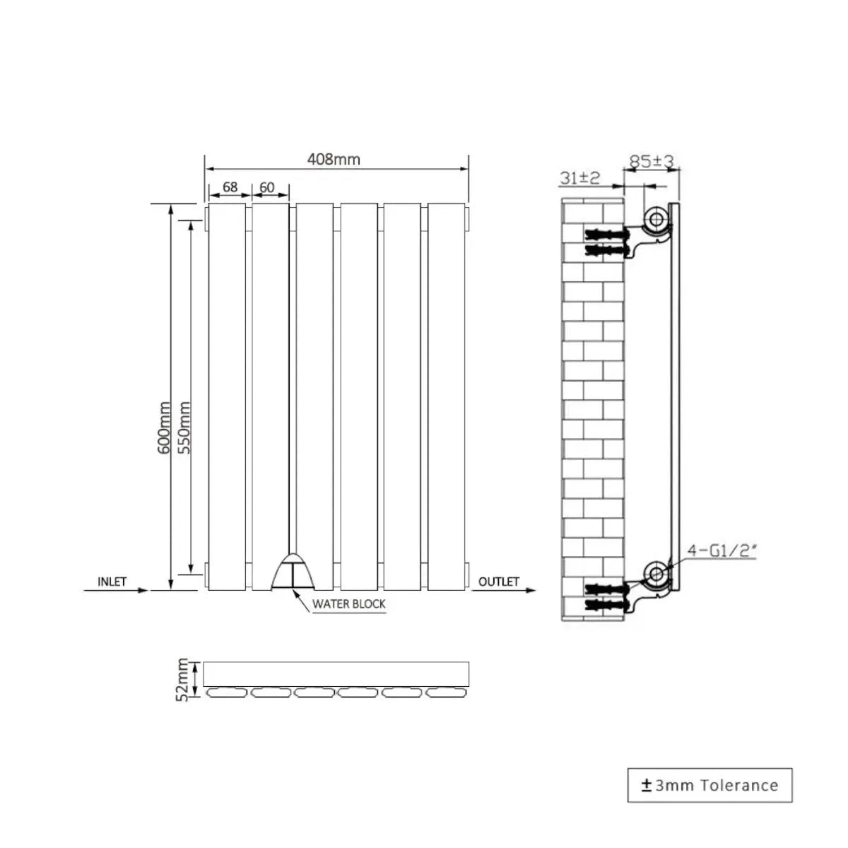 San Remo - Modern horizontal flat panel radiator blackened copper