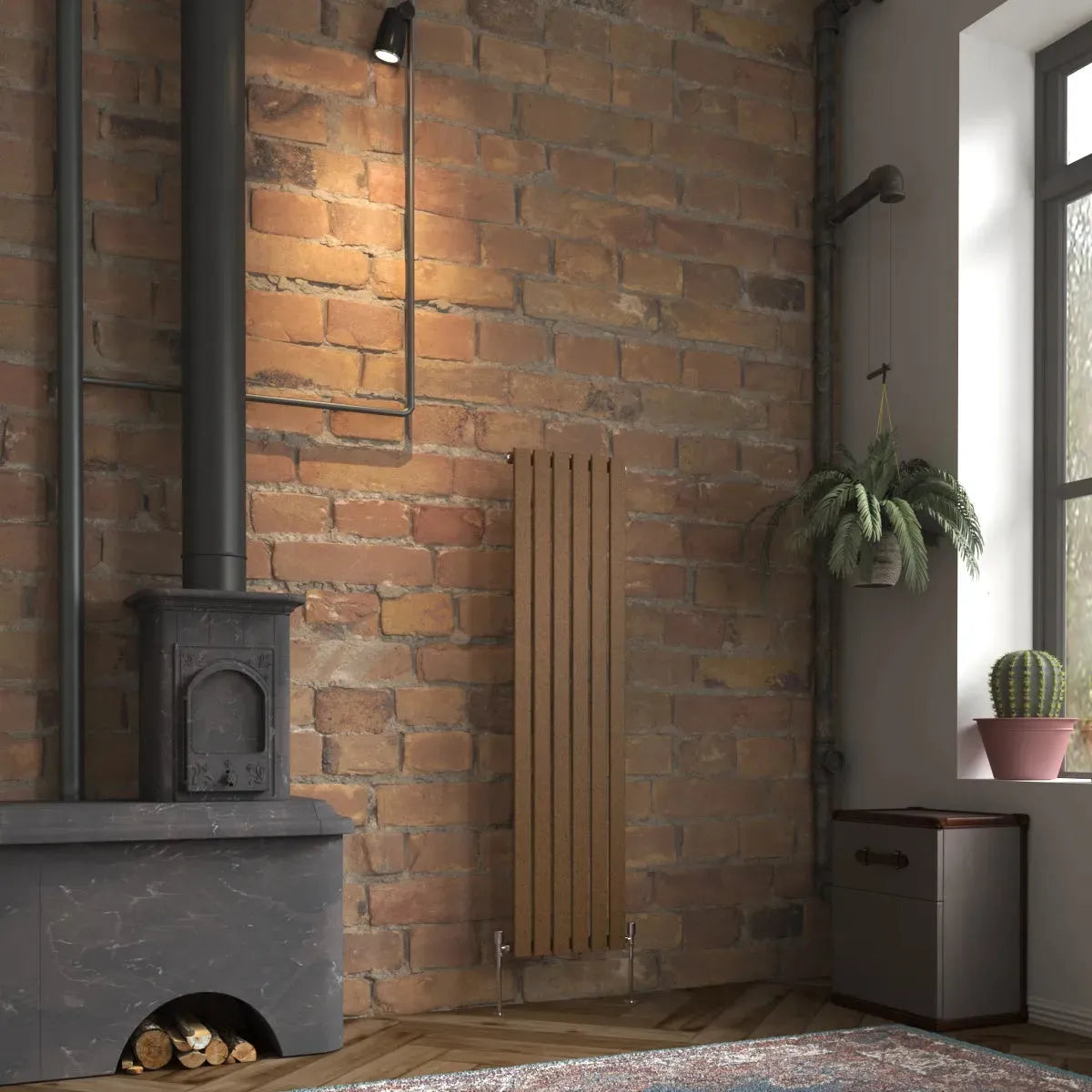 San Remo - Modern vertical flat panel radiator blackened copper