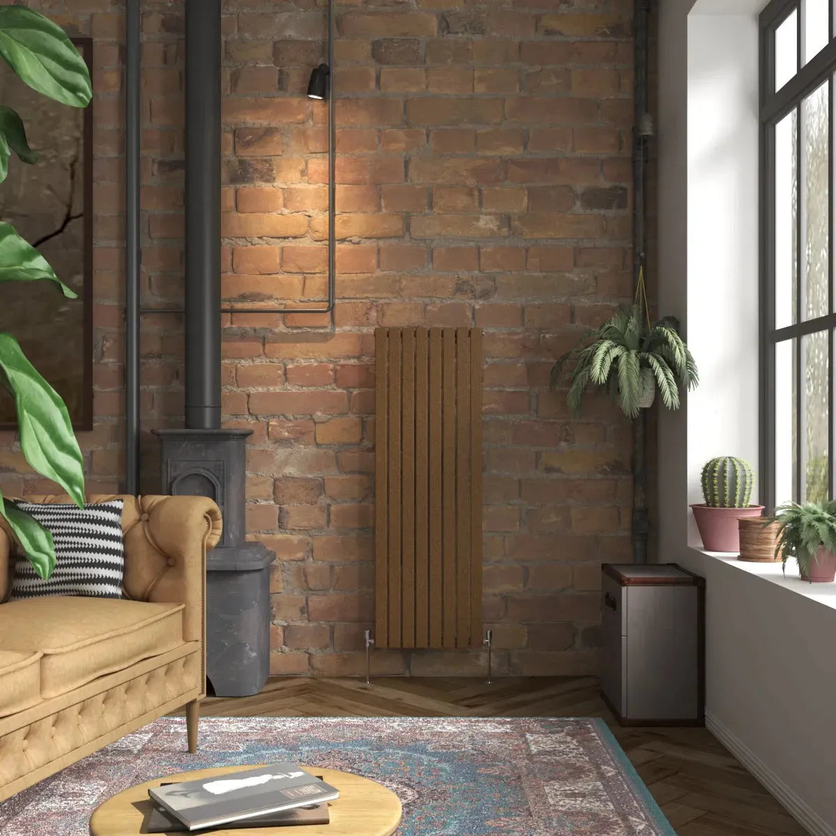 San Remo - Modern vertical flat panel radiator blackened copper