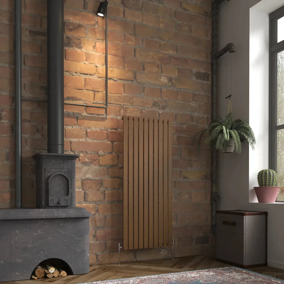 San Remo - Modern vertical flat panel radiator blackened copper