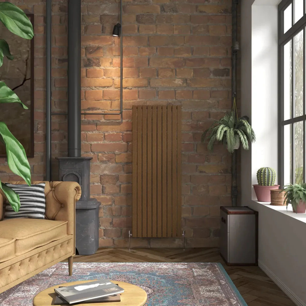 San Remo - Modern vertical flat panel radiator blackened copper