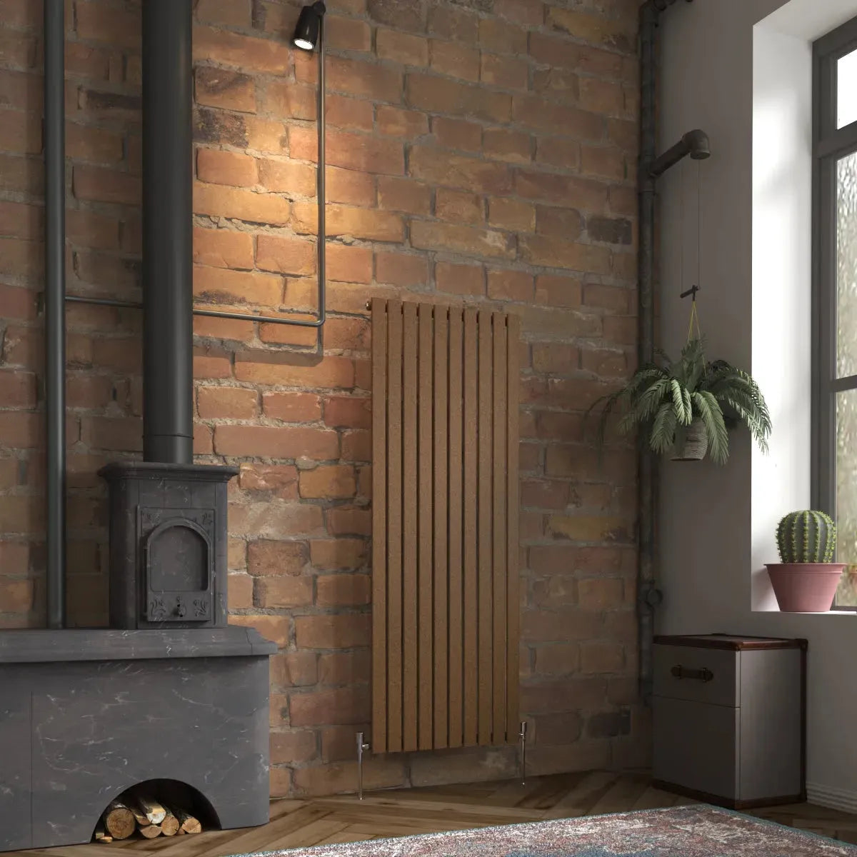 San Remo - Modern vertical flat panel radiator blackened copper