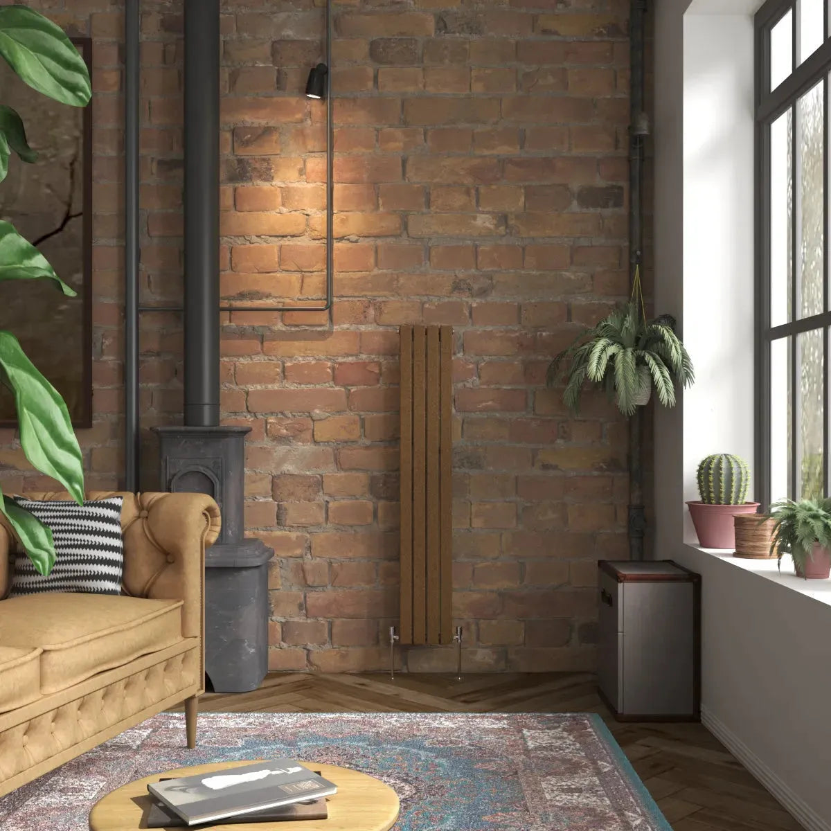 San Remo - Modern vertical flat panel radiator blackened copper