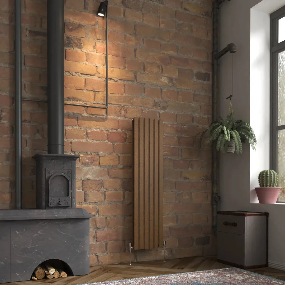 San Remo - Modern vertical flat panel radiator blackened copper