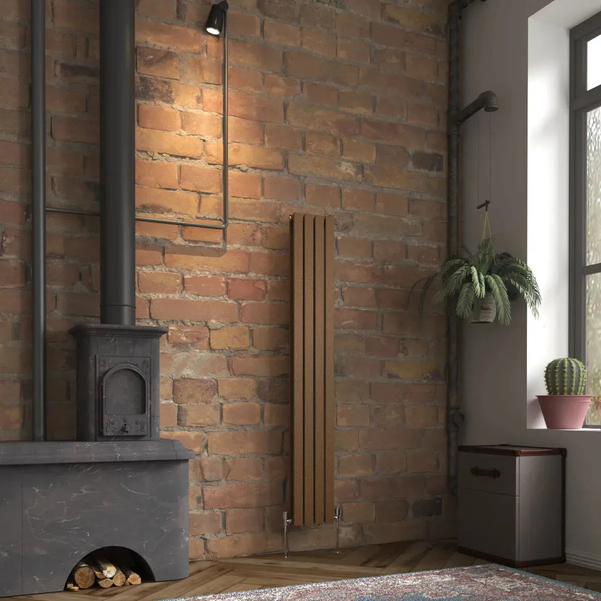 San Remo - Modern vertical flat panel radiator blackened copper