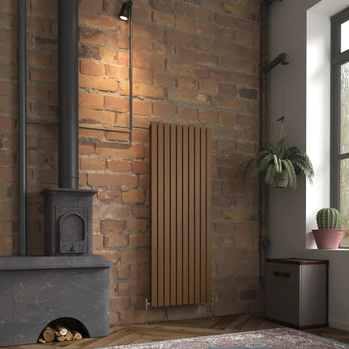 San Remo - Modern vertical flat panel radiator blackened copper