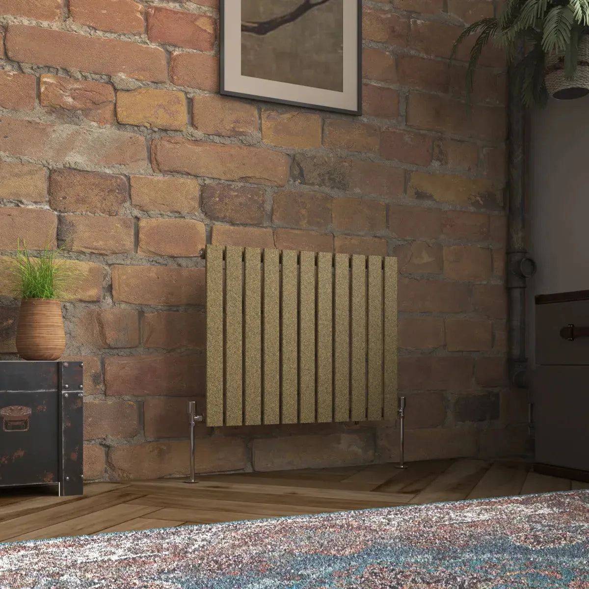 San Remo - Modern horizontal flat panel radiator blackened gold