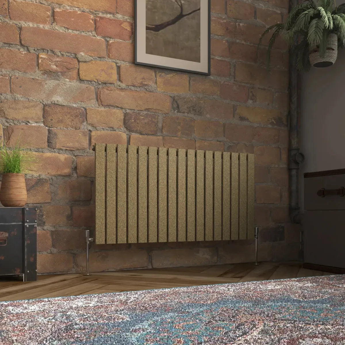 San Remo - Modern horizontal flat panel radiator blackened gold