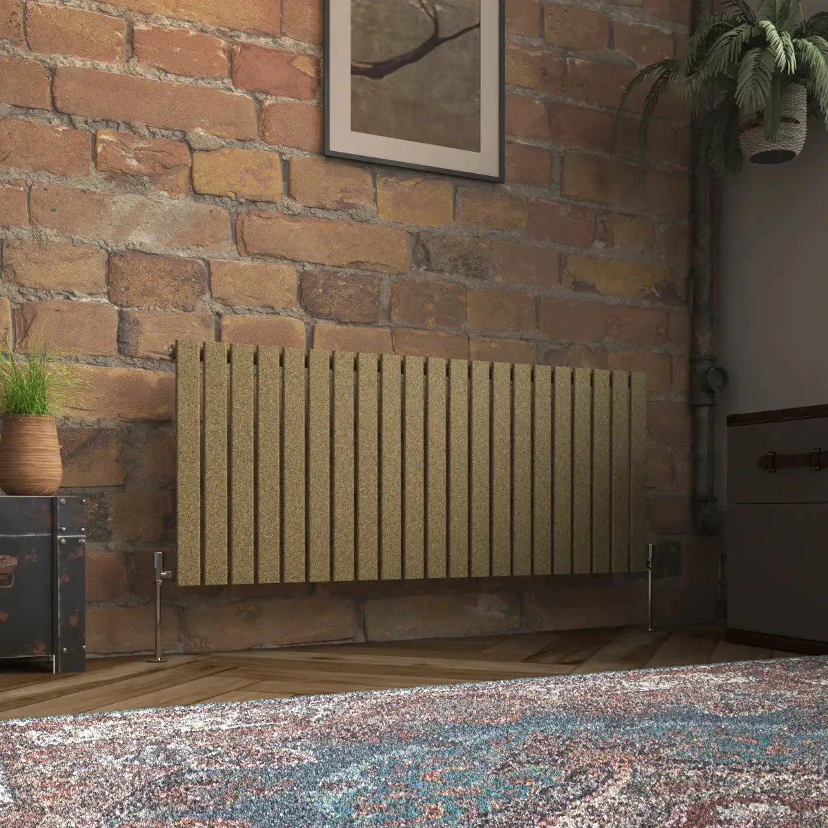 San Remo - Modern horizontal flat panel radiator blackened gold