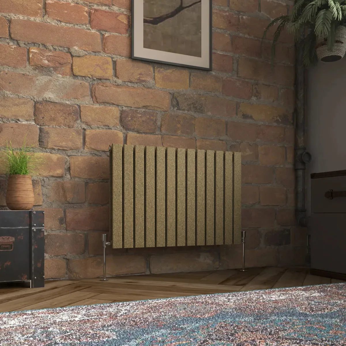 San Remo - Modern horizontal flat panel radiator blackened gold