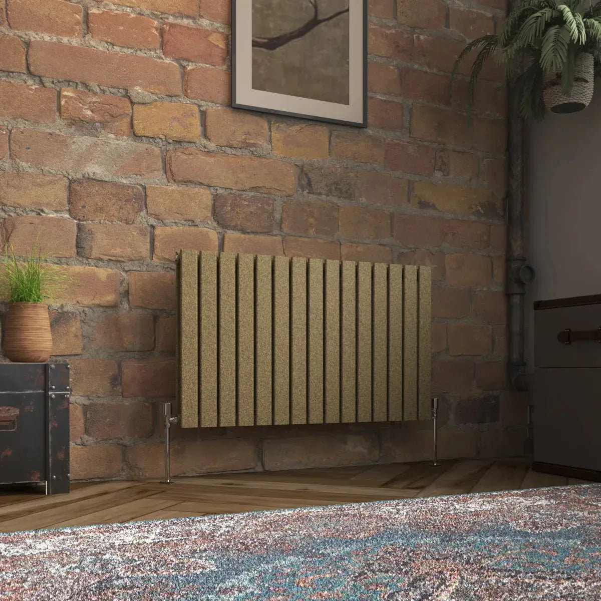 San Remo - Modern horizontal flat panel radiator blackened gold