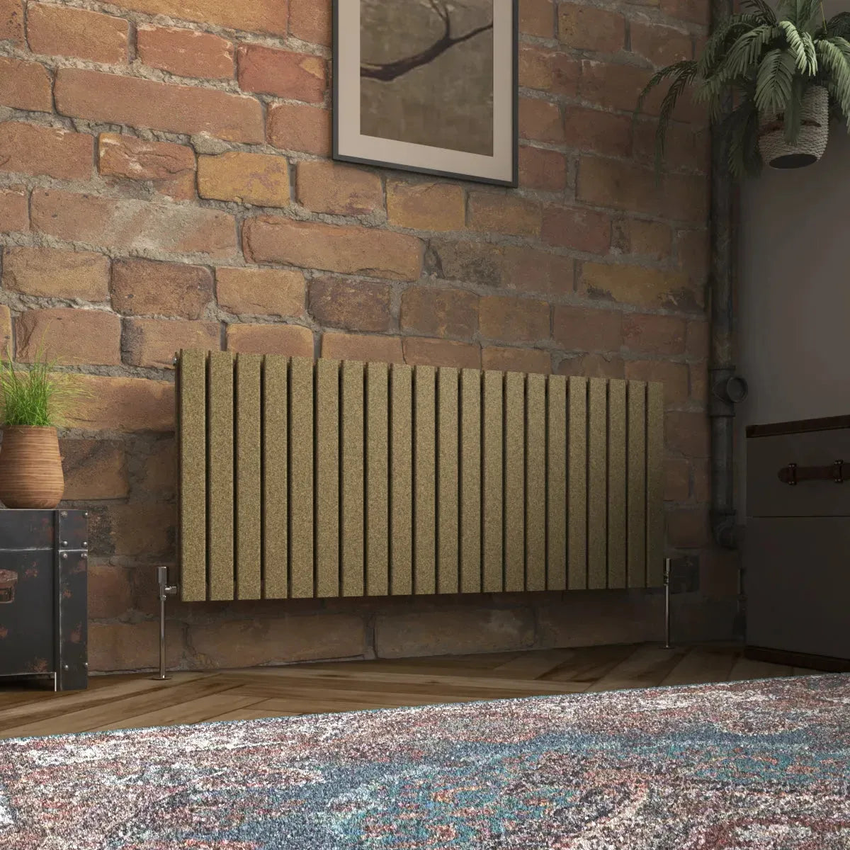 San Remo - Modern horizontal flat panel radiator blackened gold