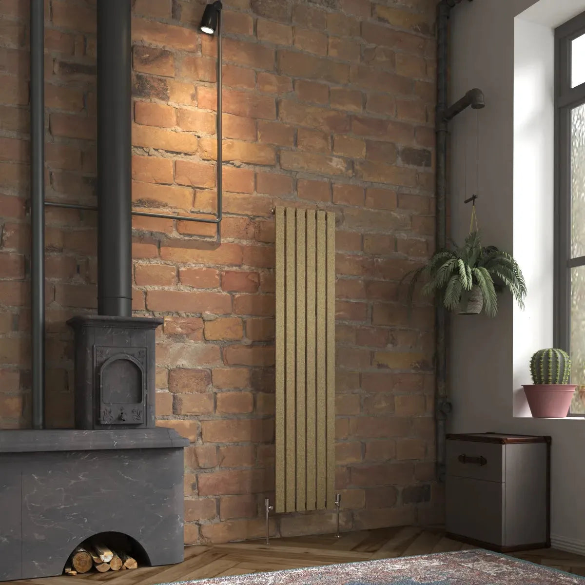 San Remo - Modern vertical flat panel radiator blackened gold